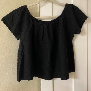 Black elastic off shoulder top